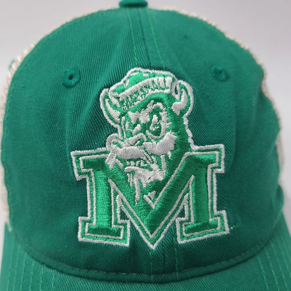 Marshall Thundering Herd Hat Snapback Trucker‎ Mesh Zephyr Green Beige NCAA Men